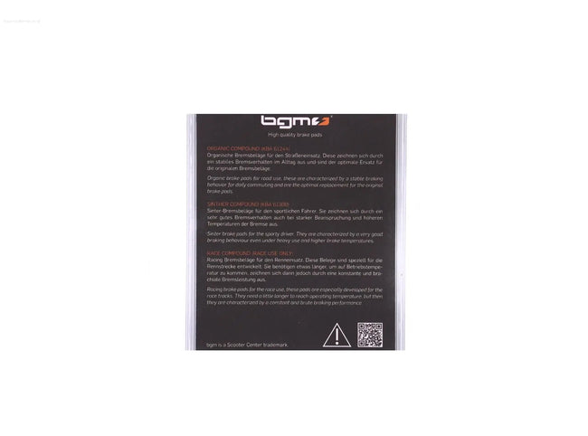 Brake pads BGM 47.4x37/85x42mm | Gilera Runner, Piaggio NRG BGM  Falan Parts