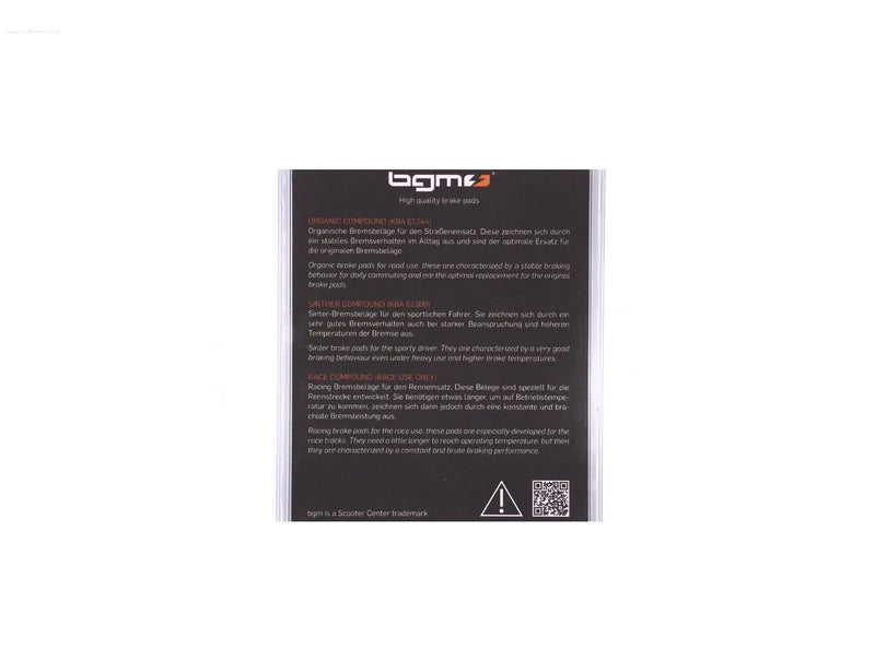 Brake pads BGM 47.4x37/85x42mm | Gilera Runner, Piaggio NRG BGM  Falan Parts