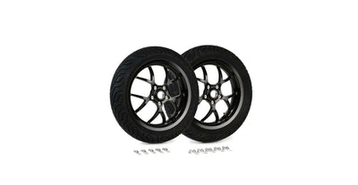 Complete Wheel Set (front+rear incl. mounting kit) BGM PRO SPORT 13-inch Gloss Black | MICHELIN City Grip 2 130+140/60-13 | Vespa GTS, GTS Super, GTV, Sei Giorni, GT 60, GT, GT L 125-300cc BGM  Falan Parts