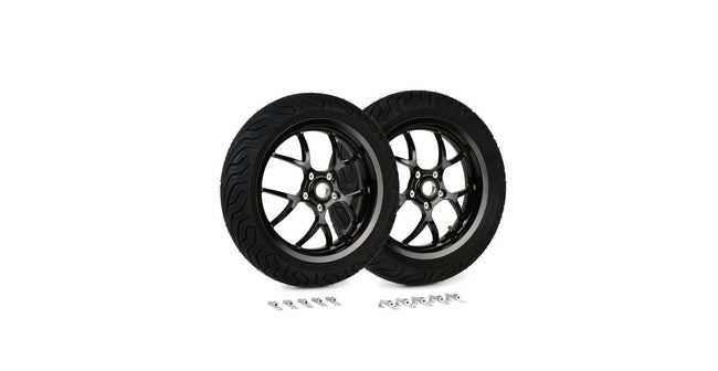 Complete Wheel Set (front+rear incl. mounting kit) BGM PRO SPORT 13-inch Gloss Black | MICHELIN City Grip 2 130+140/60-13 | Vespa GTS, GTS Super, GTV, Sei Giorni, GT 60, GT, GT L 125-300cc BGM  Falan Parts