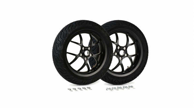 Complete Wheel Set (front+rear incl. mounting kit) BGM PRO SPORT 13-inch Matt Black | MICHELIN City Grip 2 130+140/60-13 | Vespa GTS, GTS Super, GTV, Sei Giorni, GT 60, GT, GT L 125-300cc BGM  Falan Parts