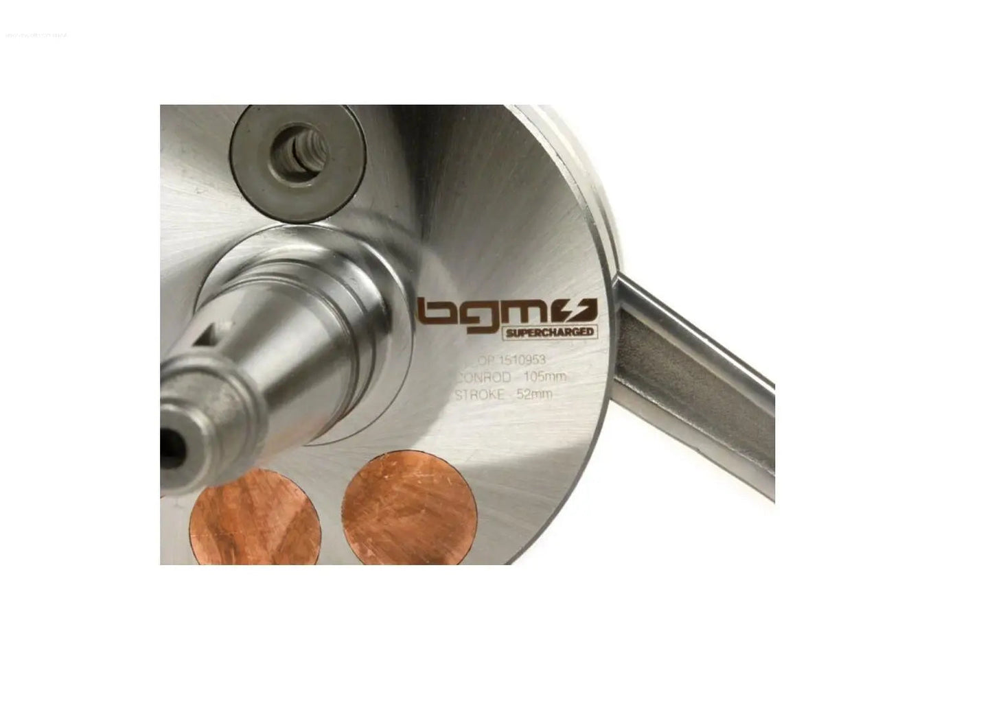 Crankshaft BGM Evolution 52mm Stroke 105mm Conrod | Piaggio Maxi 2-stroke, Aprilia SR125, Gilera Runner 125FX, 180FXR, Italjet Dragster 125, 180, Piaggio SKR125, SKR150, Typhoon 125, Skipper125, Skipper150, Hexagon 125EX, 150 BGM  Falan Parts