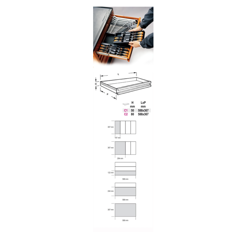 BETA Hard Thermoformed Tray with 2 Hammers + 2 Chisels