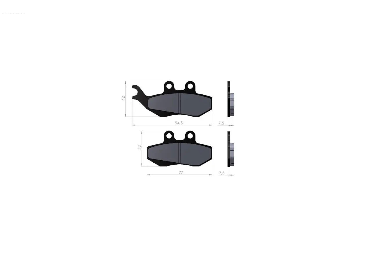 Brake pads BGM 76.8x41.8/94.5x42mm | Gilera Runner 125-200 FX/FXR/VX/VXR with Grimeca brake caliper (9mm pin) BGM  Falan Parts