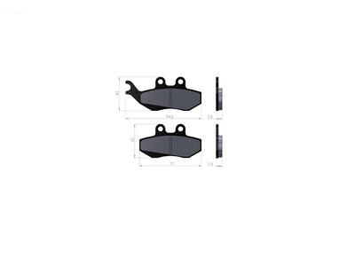 Brake pads BGM 76.8x41.8/94.5x42mm | Gilera Runner 125-200 FX/FXR/VX/VXR with Grimeca brake caliper (9mm pin) BGM  Falan Parts