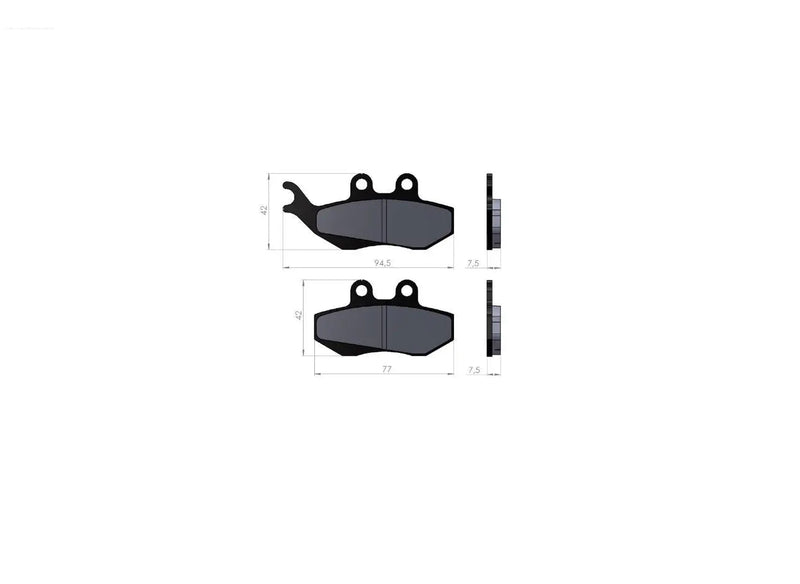 Brake pads BGM 76.8x41.8/94.5x42mm | Gilera Runner 125-200 FX/FXR/VX/VXR with Grimeca brake caliper (9mm pin) BGM  Falan Parts
